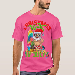 T-shirt Noël Enfants En Juillet Hawaiian Père Noël Tie Dye
