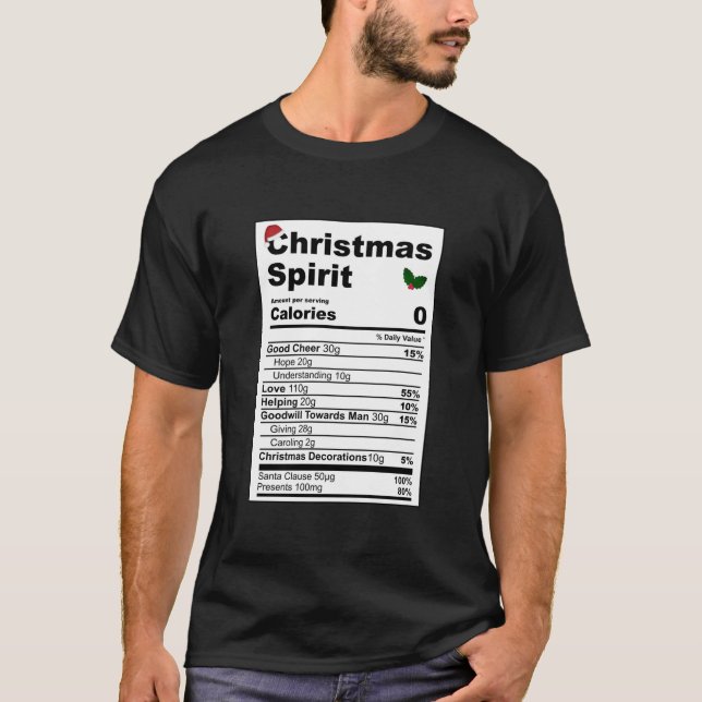 T-shirt Noël Esprit nutritionnel Faits amusants Fête (Devant)