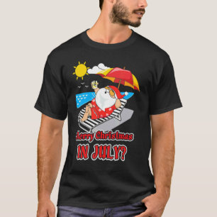 T-shirt Noël Est Annulé Père Noël Sunbathing Enjoy Beach