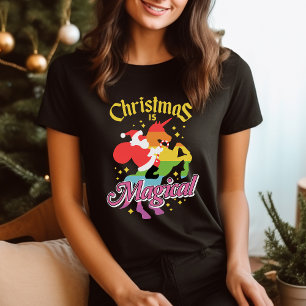 T-shirt Noël est magique Santa chevauchant licorne drôle