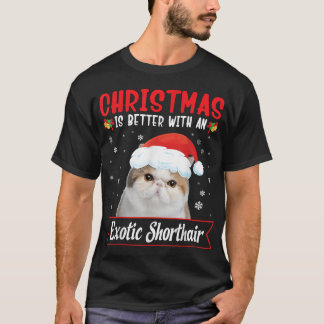T-shirt Noël Est Meilleur Avec Un Chat Exotique Shorthair