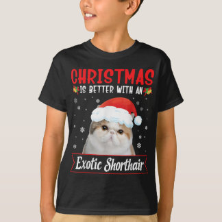T-shirt Noël Est Meilleur Avec Un Chat Exotique Shorthair
