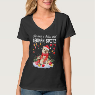 T-shirt Noël est mieux avec le Spitz Drôle Chien allemand