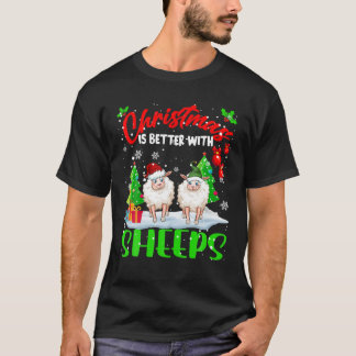 T-shirt Noël Est Mieux Avec Sheeps Père Noël Elf Sheep Fa