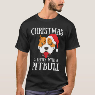 T-shirt Noël Est Mieux Avec Un Pitbull Chien Père Noël
