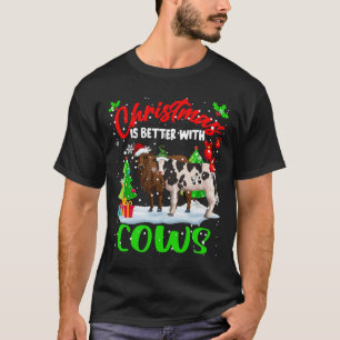 T-shirt Noël Est Mieux Avec Vaches Père Noël Elf Cow Farme