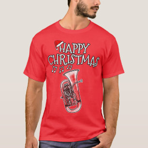 T-shirt Noël Euphonium Brass Musicien Santa Hat Xmas