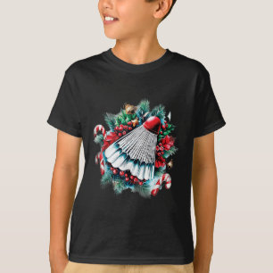 T-shirt Noël festif pour les amateurs de badminton, Noël