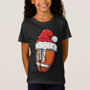 T-Shirt Noël Football Ball Santa Hat Funny Sport Noël