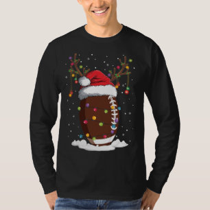 T-shirt Noël Football Reindeer Funny Santa Hat Noël