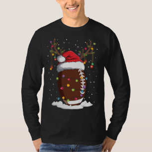 T-shirt Noël Football Reindeer Funny Santa Hat Noël
