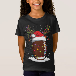 T-Shirt Noël Football Reindeer Funny Santa Hat Noël