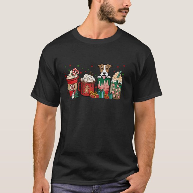 T-shirt Noël Fox Terrier Chien Coupes de café Xmas hiver (Devant)