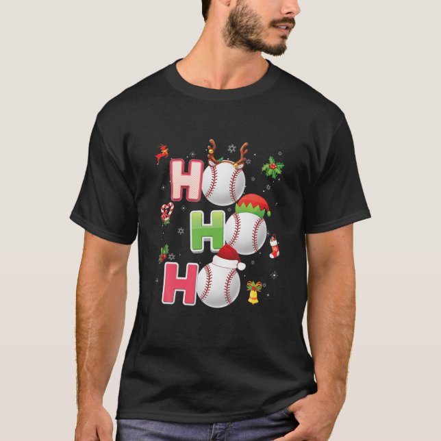 T-shirt Noël Funny Ho Ho Ho Baseball Pajama Père Noël Lov (Devant)