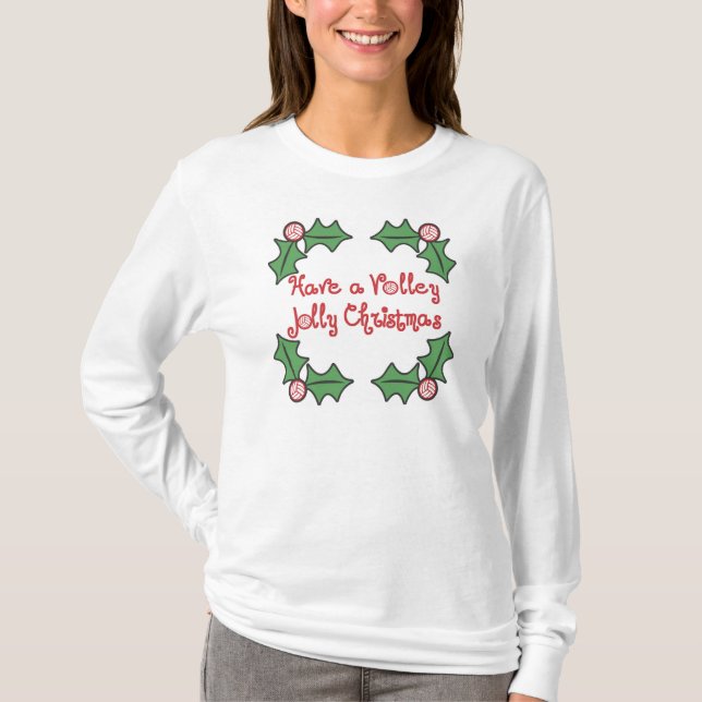 T-shirt Noël gai de volée de VolleyChick (Devant)