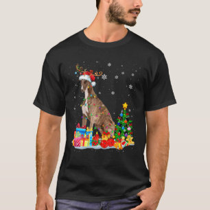 T-shirt Noël Greyhound Xmas Lumières Reindeer Père Noë