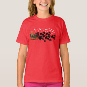 T-shirt Noël Greyhounds Pulling Sleigh