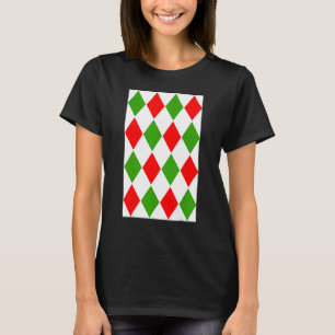 T-shirt Noël Gros Arlequin Motif Rouge Vert Et Wh