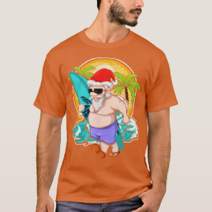 T-shirt Noël Hawaiien Tropical Santa Claus Surfer Christma