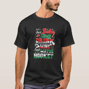 T-shirt Noël Hockey Moms Vin Baking Pajamas de vacances