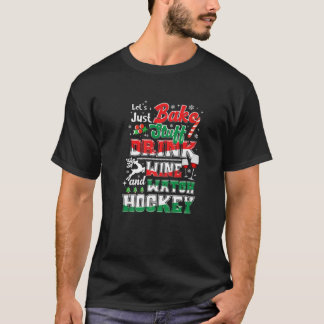 T-shirt Noël Hockey Moms Vin Baking Pajamas de vacances