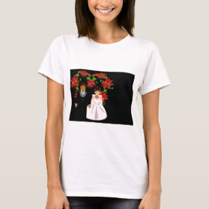 T-shirt Noël Interracial Mariage Couple Heart Wreath
