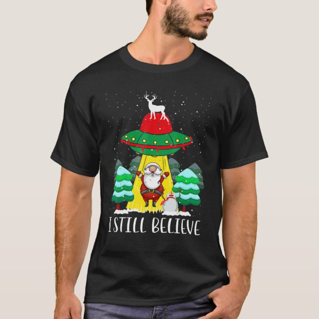 T-shirt Noël Je Crois Toujours Père Noël OVNI Pour Hommes (Devant)