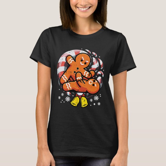 T-shirt Noël Jiu Jitsu Gingerbread Xmas Bjj Lutte (Devant)