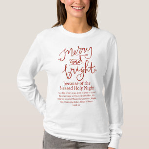 T-shirt Noël Joyeux et Bright Holy Night Blanc & Rouge