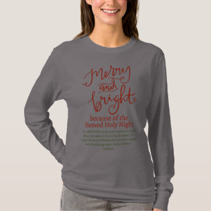 T-shirt Noël Joyeux et brillant Saint Rouge Vert Gris