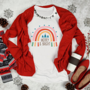 T-shirt Noël Joyeux et lumineux arc-en-ciel