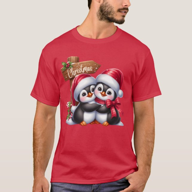 T-shirt Noël Joyeux Noël pour les pingouins cadeaux ami (Devant)