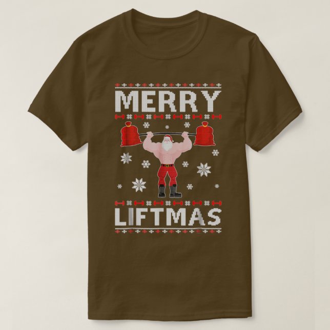 T-shirt Noël Joyeux Vies Père Noël Fitness Gym Vilain Swe (Design devant)