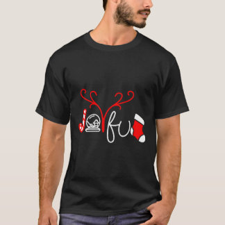 T-shirt Noël Joyful Snow Globe Sucre de canne mignonne jol