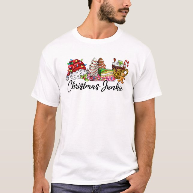 T-shirt Noël Junkie Candy Tree Hot Cocoa Mignonne Noël (Devant)