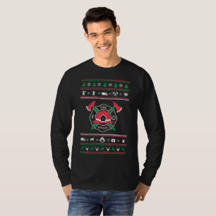 T-shirt Noël laid de chandail de sapeur-pompier