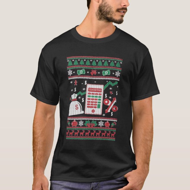 T-shirt Noël laid de comptable (Devant)