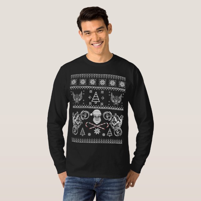T-shirt Noël laid de moto de motard (Devant entier)