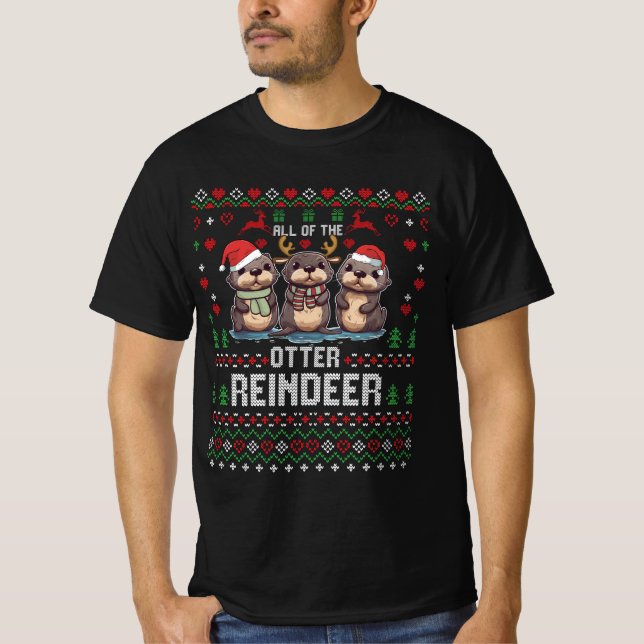 T-shirt Noël laid de tous les Otter Reindeer Père Noël (Devant)