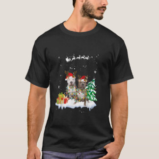T-shirt Noël Light Père Noël Pitbull Dog Christmas Tre