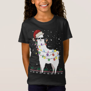 T-Shirt Noël Llama Santa Hat Ugly Xmas Arbre Alpaca Gi