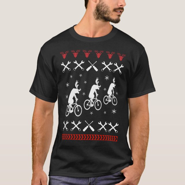 T-shirt Noël moche à vélo (Devant)