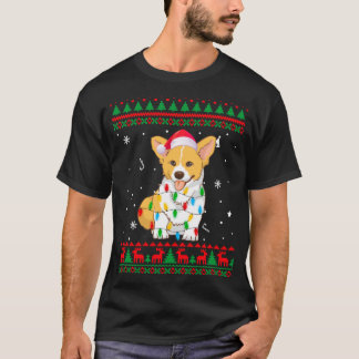 T-shirt Noël moche Sweater lumières Noël Corgi Amoureux de