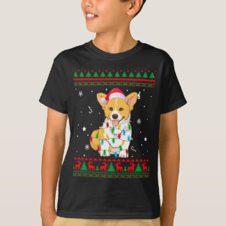 T-shirt Noël moche Sweater lumières Noël Corgi Amoureux de