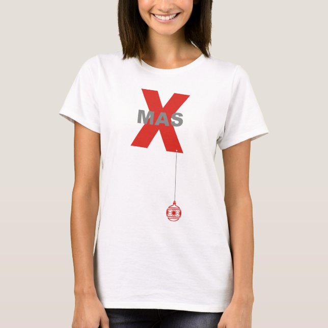 T-shirt Noël moderne avec ornement d'arbre de Noël (Devant)