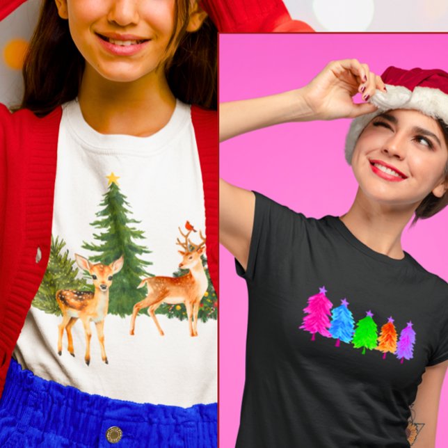 T-shirt Noël Nature Reindeer Cardinals Xmas Arbres (Créateur téléchargé)