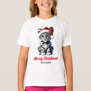 T-shirt Noël Neige Père Noël mignonne Neige Leopard Cub