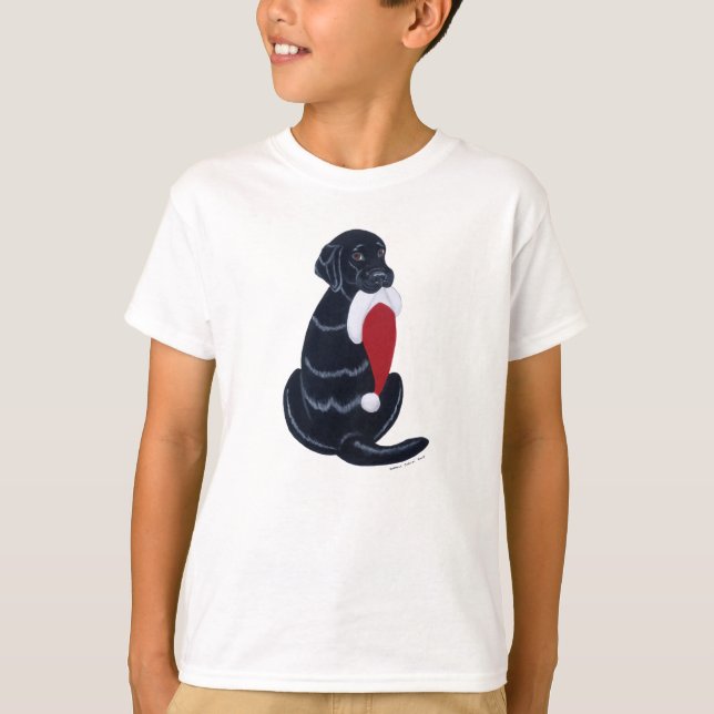 T-shirt Noël noir de flocon de neige de casquette de (Devant)