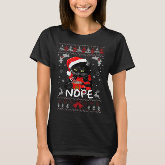 T-shirt Noël Non Pas Aujourd'Hui Drôle Chat Noir Noël