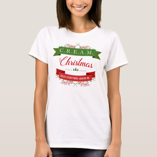T-shirt Noël ordonne tout autour de moi ! CRÈME (Devant)